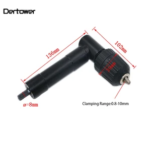 Аккумуляторная дрель под прямым углом 90 градусов с держателем патрона без ключа, черная пластиковая головка с 3 шестигранными ручками