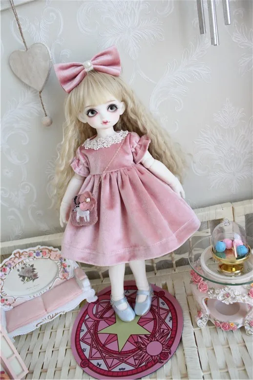 Кукла Одежда кукла 1/6 платье бархат синий розовый платье для 1/6 1/4 BJD SD кукла аксессуары платье+ украшение для волос+ сумка