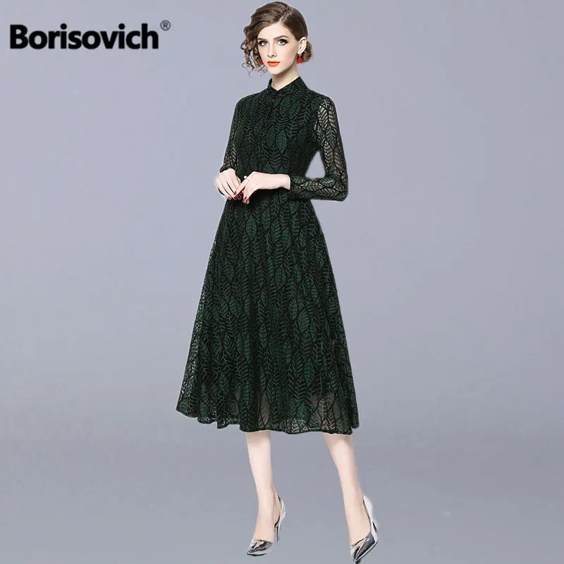 Женское кружевное длинное платье Borisovich винтажное трапециевидной формы с