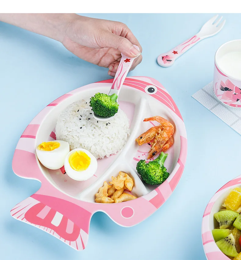 5 шт. Детские тарелки из бамбукового волокна|Тарелки| |