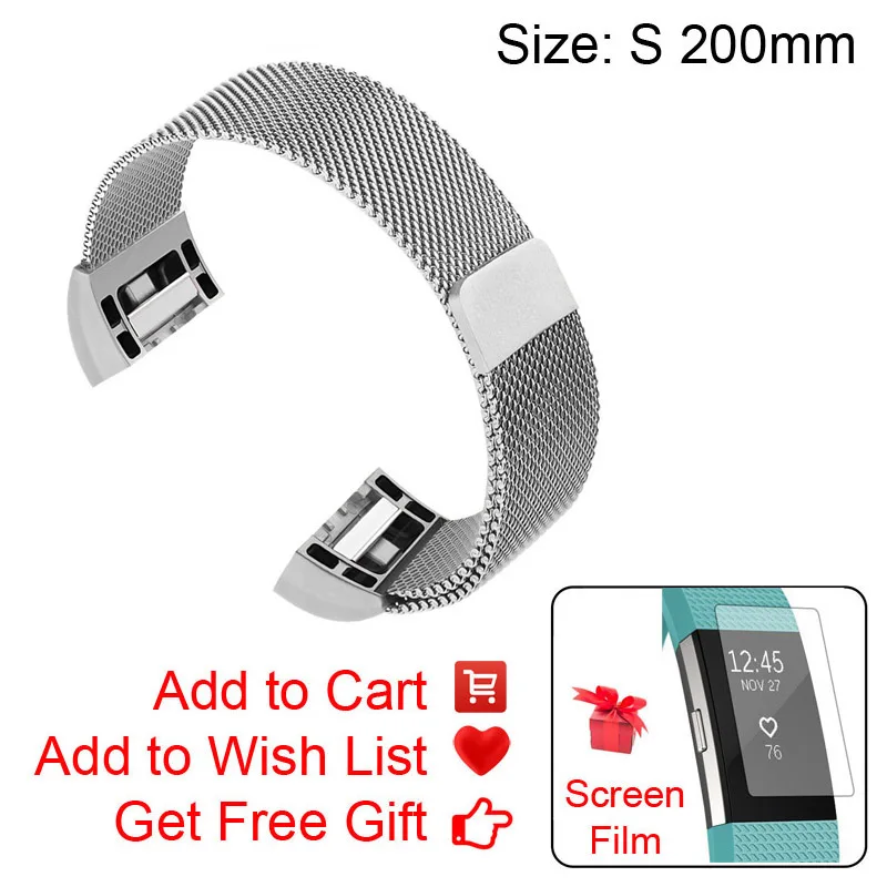Silver S Нержавеющая сталь группы для Fitbit Charge 2 диапазона Смарт часы браслет ремешок для Fitbit заряд 2 Браслет для Fitbit аксессуары - Цвет: Silver S