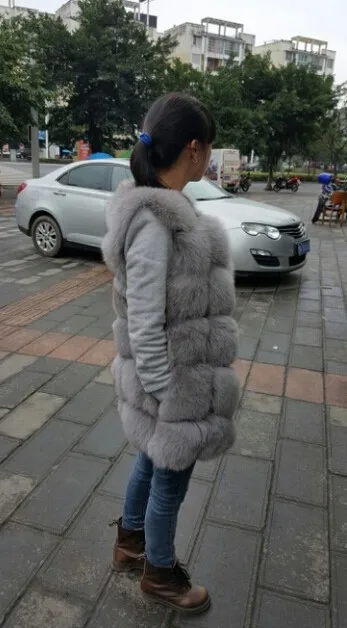 100/100 настоящий роскошный жилет из лисьего меха, пальто из натурального меха средней длины с круглым вырезом, зимняя женская куртка SH-26