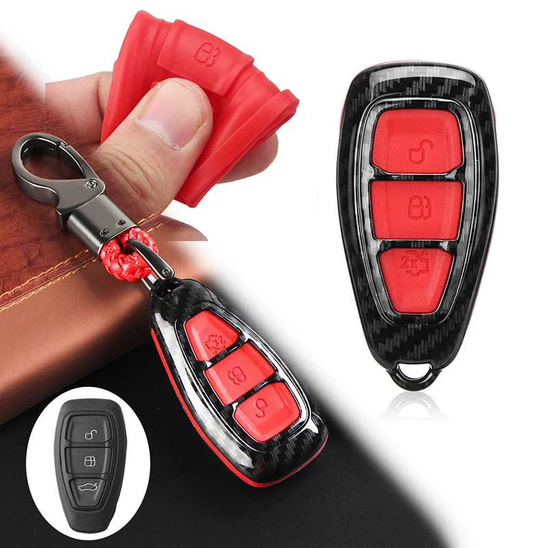 3 кнопки ключ крышка из углеродного волокна удаленный чехол для Ford Focus Fiesta Kuga