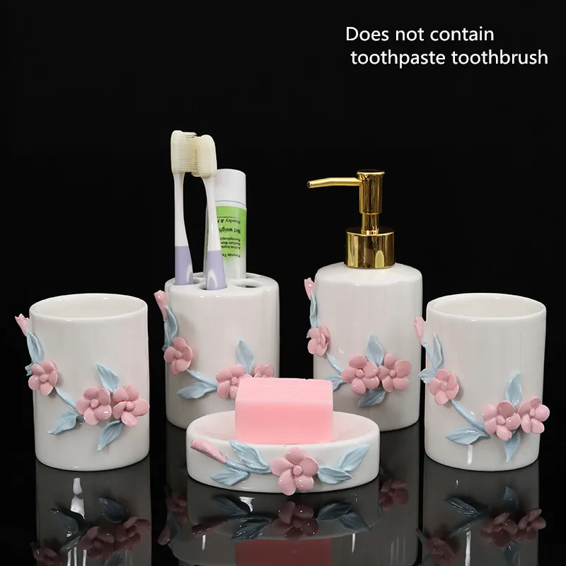 As shown Скандинавский креативный керамический набор для умывания, легкая Роскошная пара, специальная чашка для полоскания рта, для мытья рта, украшения для дома, WSHYUFEI - Цвет: As shown