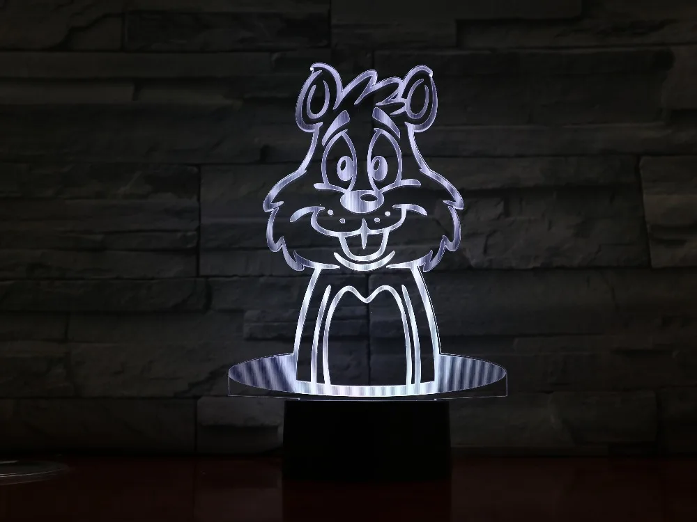 3D лампа с мультяшным Кроликом Оптическая иллюзия 7 цветов настольная