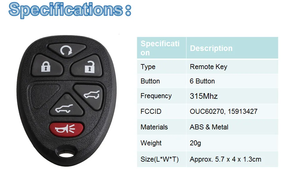 BHKEY 6 кнопок дистанционный ключ без ключа для Chevrolet Tahoe Traverse GMC Yukon 2007- для OUC 15913427 оригинальные ключи для автомобиля