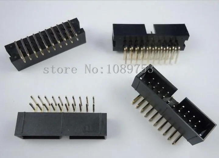 

50pcs 2.54mm 2x10 20 Pin Right Angle Male Shrouded PCB Box header IDC Connector