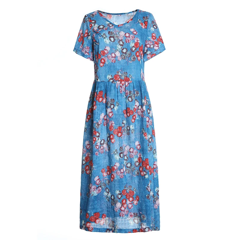 Богемное Стильное женское платье с цветочным принтом свободное хлопковое