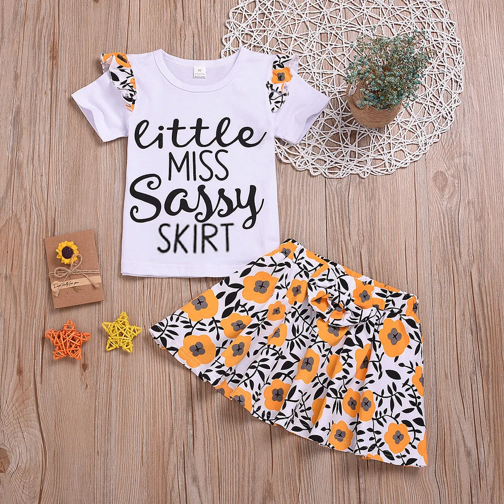 Комплект из 2 предметов для маленьких девочек Комплекты одежды: футболка с