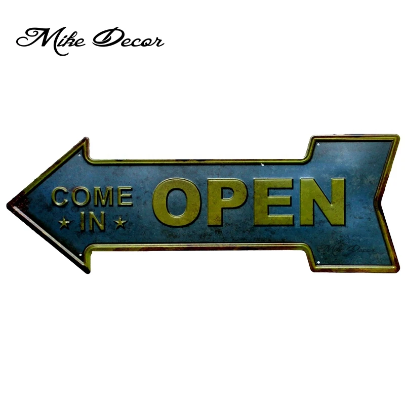 

[ Mike Decor ] COME IN OPEN Vintage Classic Arrow painting Retro Gift Irregular sign CafeBar Store Hotel decor YC-617 Mix order