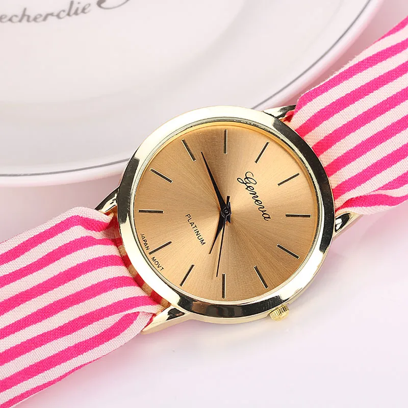 Женские часы relojes mujer Летний стиль модные женские в полоску с цветочным узором