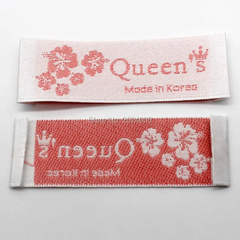 Free shipping clothing embroidered satin label/tag/garment collar damask label with cut/clothing woven tags 1000 pcs a lot