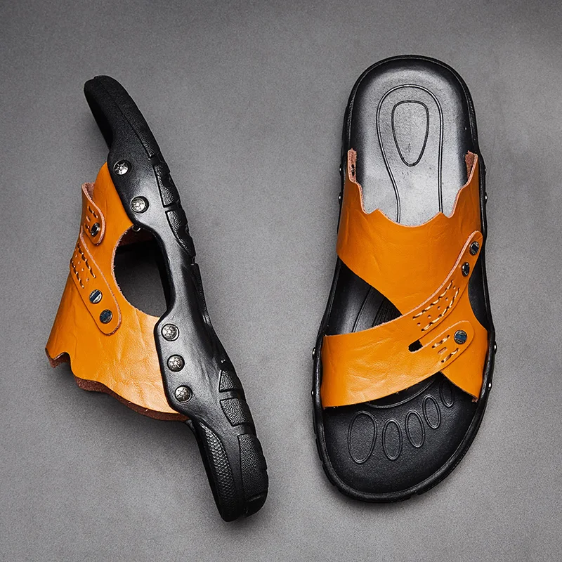 

Man Casual Shoes Male Summer Breathable Leather Flip Flops Zapatos Hombre Adult Beach Tenis Masculino Calzado Krasovki Footwear