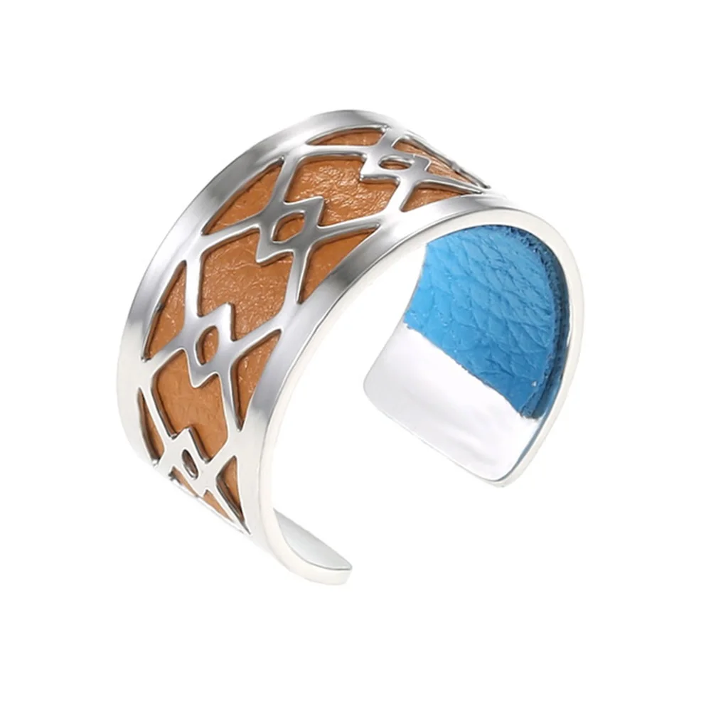 8 Legenstar кольцо из нержавеющей стали для женщин Bijoux Homme Apache серебряное регулируемое кольцо Сменное кожаное Bague Femme Argent - Цвет основного камня: 8