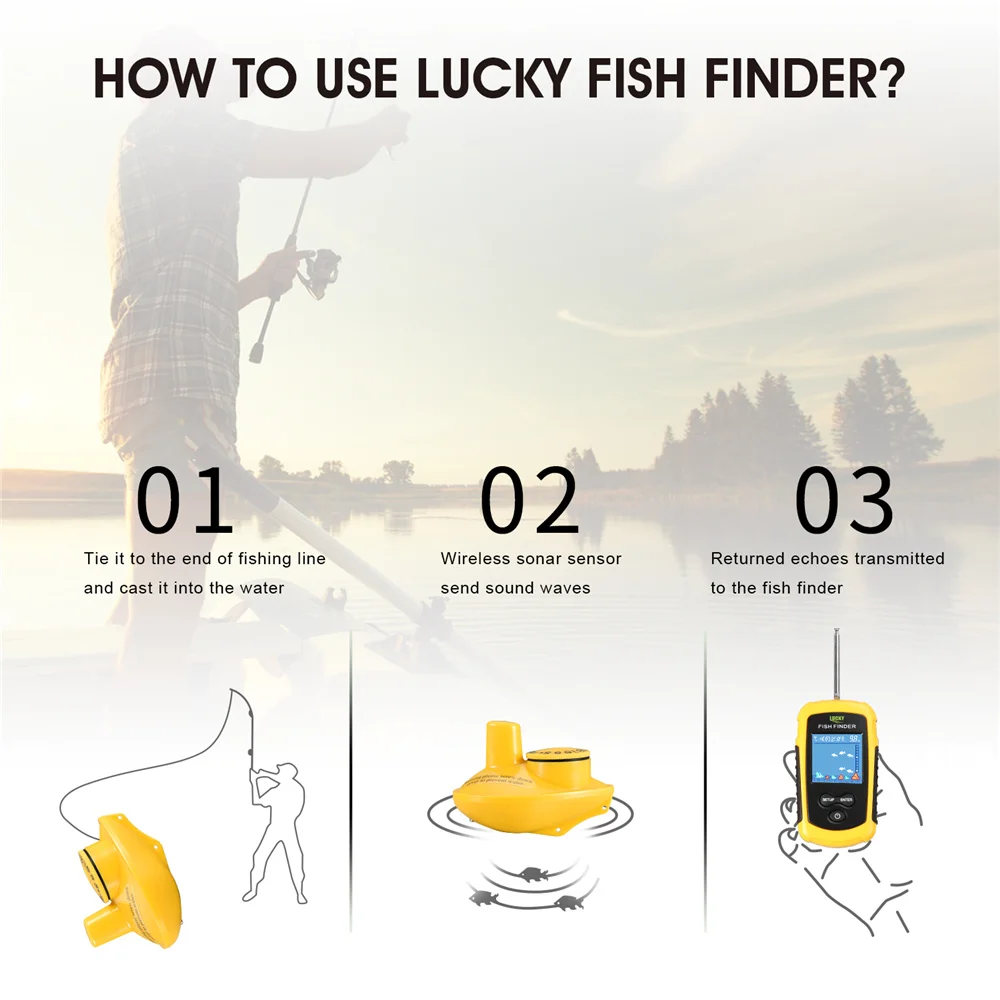 Беспроводной рыболокатор рыболовная сигнализация Findfish FFCW1108 1 цветной дисплей 40