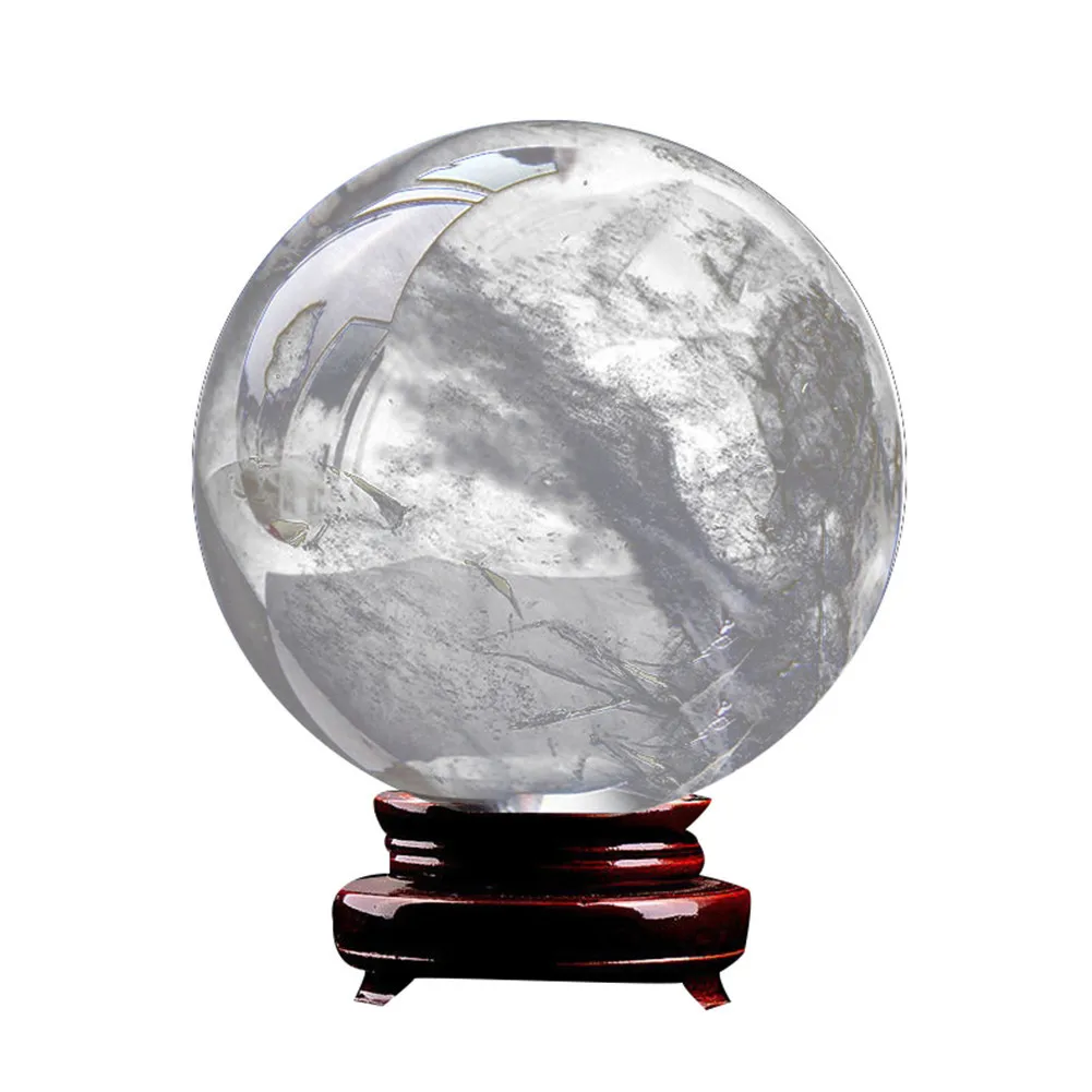 Прозрачные шарики из натурального кварцевого кристалла черные обсидиановые