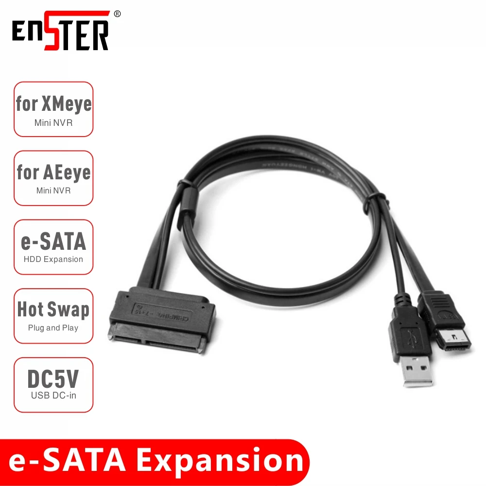 Расширительный кабель ENSTER e SATA HDD для XMEYE/ AEEYE Super Mini NVR порт преобразования в DC5V