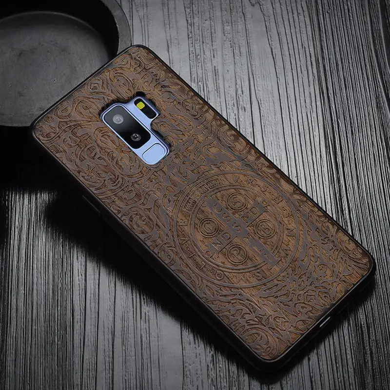 as picture Новинка, чехол для samsung Galaxy s9, черное дерево, чехол для samsung s9 Plus, резной TPU бампер, Деревянный чехол для samsung Note 8 - Цвет: as picture