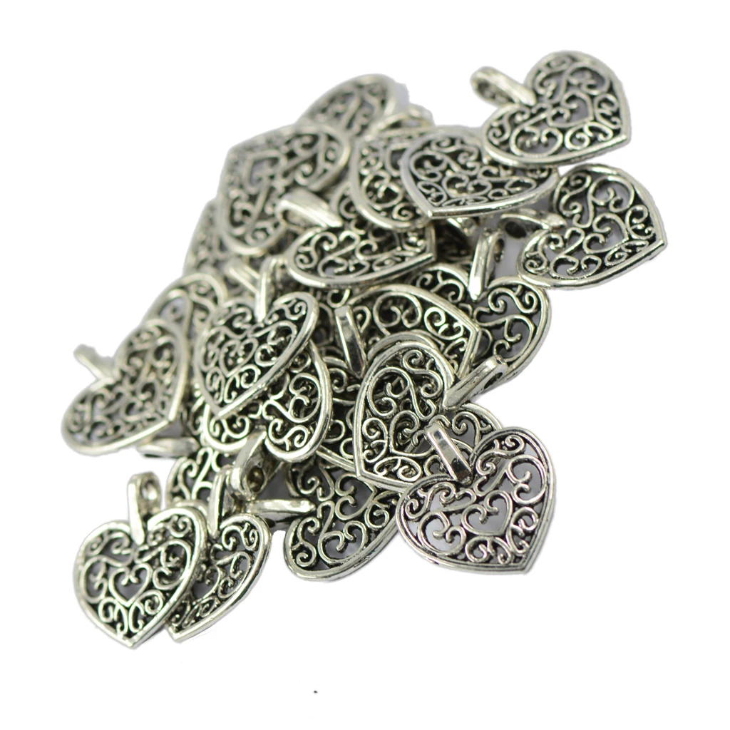 100 шт. винтажные филигранные искусственные украшения|pendant diy|filigree heartfiligree heart pendant |