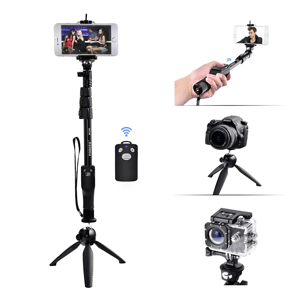 Селфи палка Fusitu FT 777 Bluetooth 50 дюймов ручной монопод мини штатив с для телефона Gopro Dslr