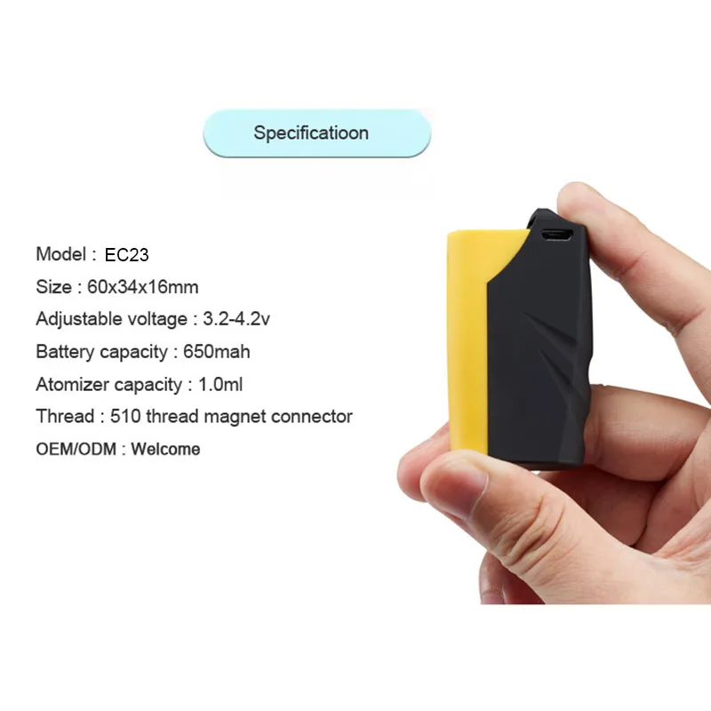 CBD Box Mod Vape Mini Mods Kit Pod Mech Preheat 650 мАч Магнитный адаптер с резьбой 510 для всех масляных