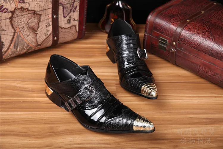 Туфли-оксфорды мужские из лакированной кожи на высоком каблуке | Обувь