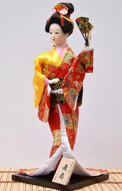 30 см Новинка японское кимоно для танцев статуя гейши с поклонниками украшение
