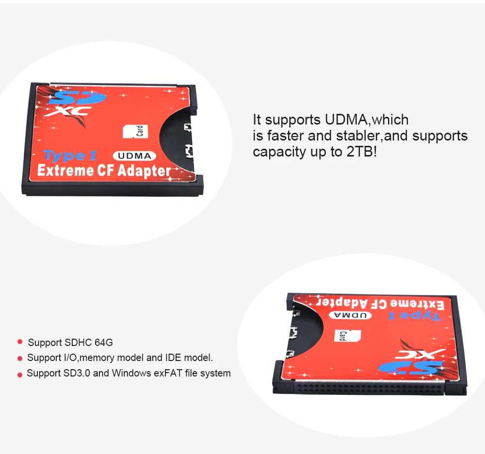 TISHRIC WiFi SD To CF Card SDHC SDXC MMC Adapter To Standard Compact Flash Type I Card Converter UDMA Card Reader For Camera