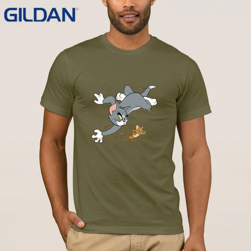 Gildan настроить летняя футболка мужская Том и Джерри Футболка Kawaii унисекс для