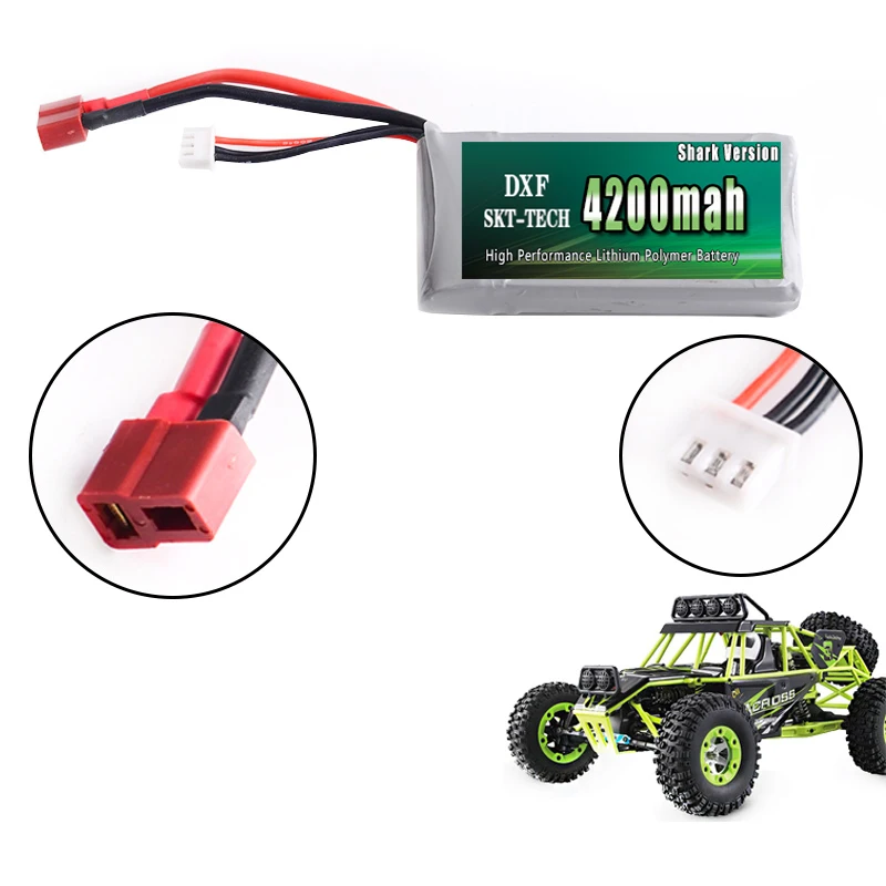 2 шт. DXF Акула версия Rc Lipo батарея 2S 7,4 V 4200mah 25C Max 30C для Wltoys 12428 12423 1:12 RC автозапчасти