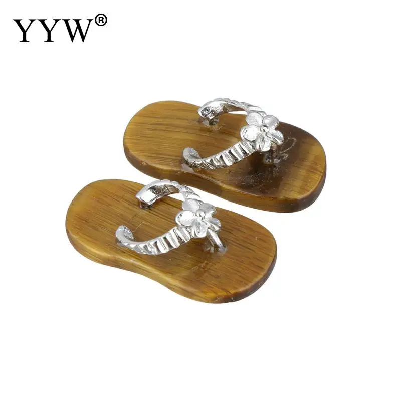 tiger eye YYW, 1 пара, Женские Подвески для влюбленных, ювелирные изделия, новая мода, тапочки, очаровательные Висячие, натуральный прозрачный кварц, опал, роза, камень, подвески - Окраска металла: tiger eye