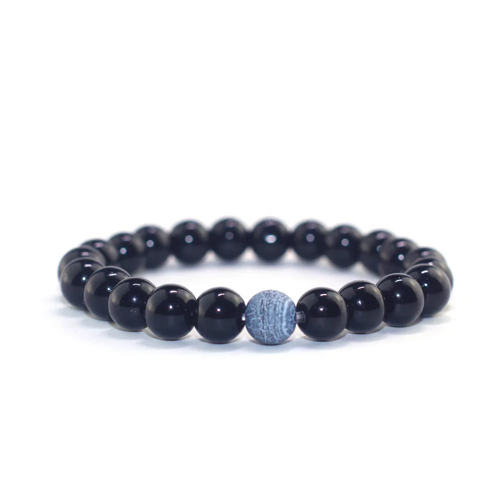 2 шт./компл. черно белые бусины из лавы оберточный браслет для пары натуральные