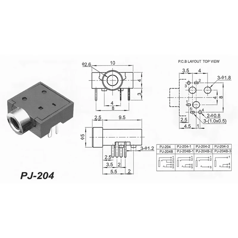30 шт. разъем для наушников 2 5 мм аудио PJ-204 Медная головка Pin Walkie-Talkie |