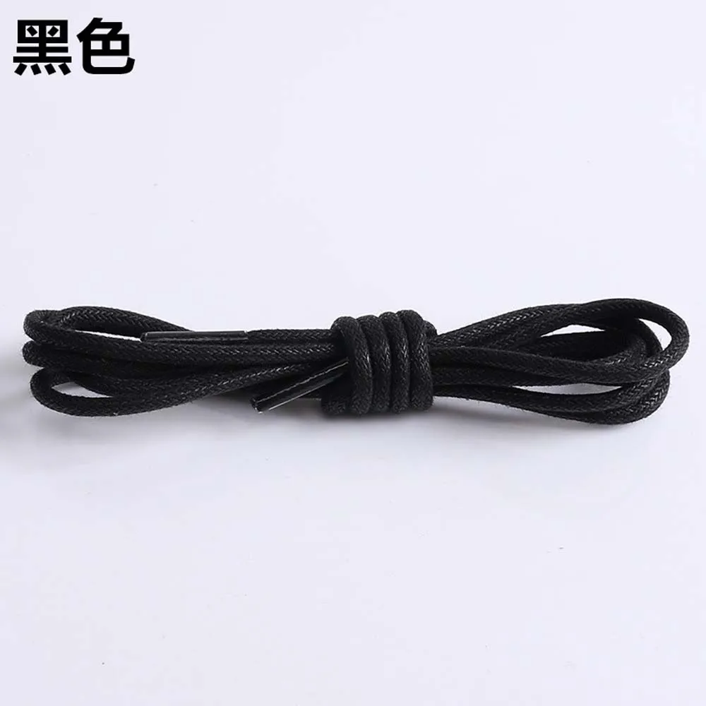 black 120cm 1 пара, модные Вощеные хлопковые тонкие круглые шнурки, 80 см/120 см, обувь с кружевом для мужчин и женщин - Цвет: black 120cm