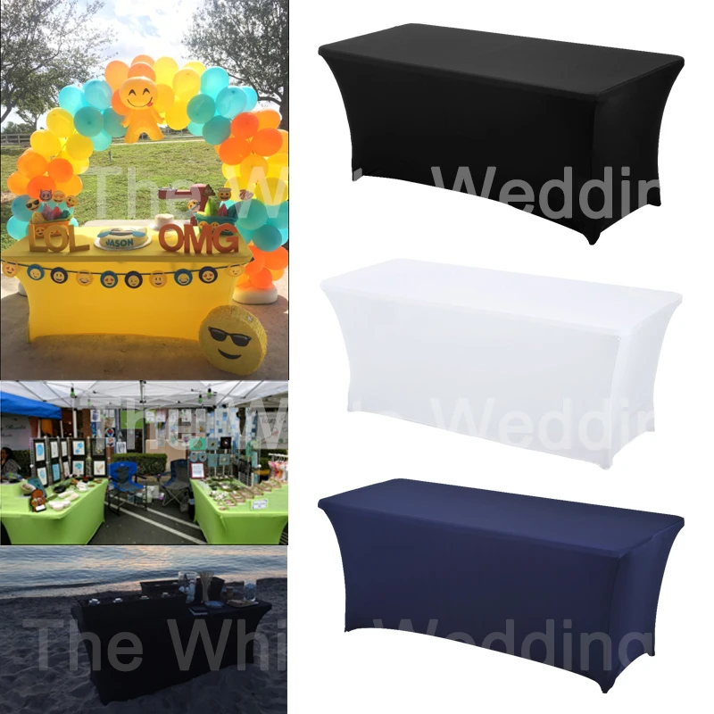 

HAORUI Rectangular Black Table Cloth Spandex Lycra Stretch For Wedding Party Buffet Decoration Hotel Party Meeting