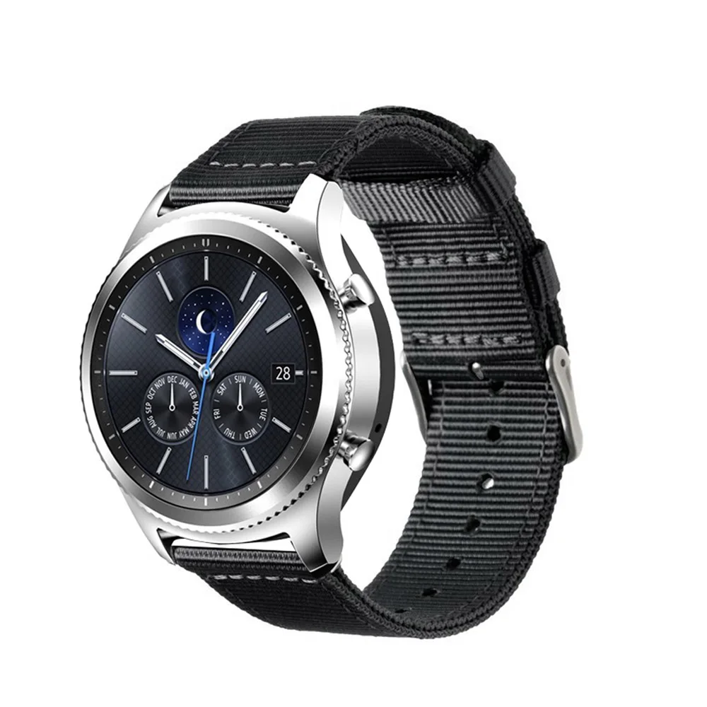 Водонепроницаемый цветной нейлоновый ремешок для samsung gear S3 Band Frontier ремешок для gear S3 классический ремешок 22 мм смарт-часы браслет - Цвет ремешка: Black Silver