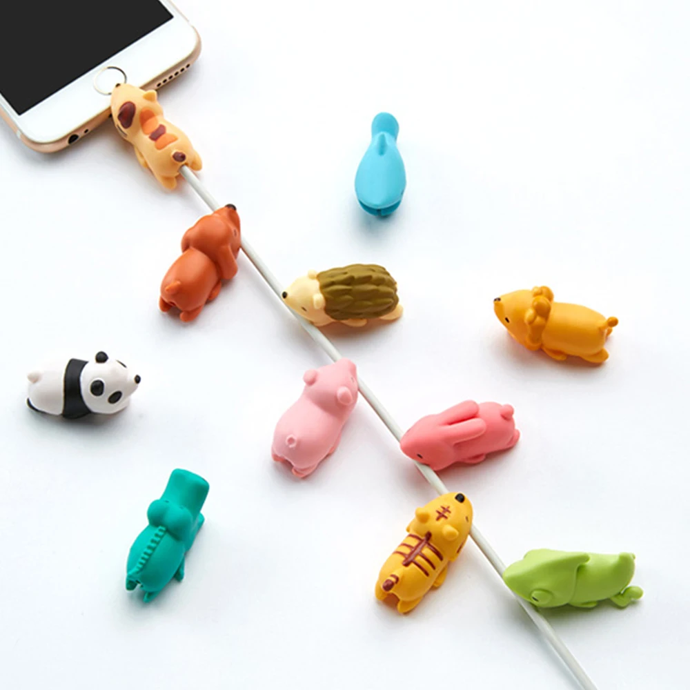 Cartoon Animals Bite Cable Data Protector Duck Dogs Cats Cute Shark Turtle for Iphone Line Protection Phone Accessory XS XR |