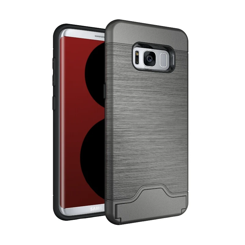 Phone case for Samsung galaxy S8 Plus Standing Hybrid TPU+PC Armor back cover with Shelf and Card pocket Case For Galaxy |