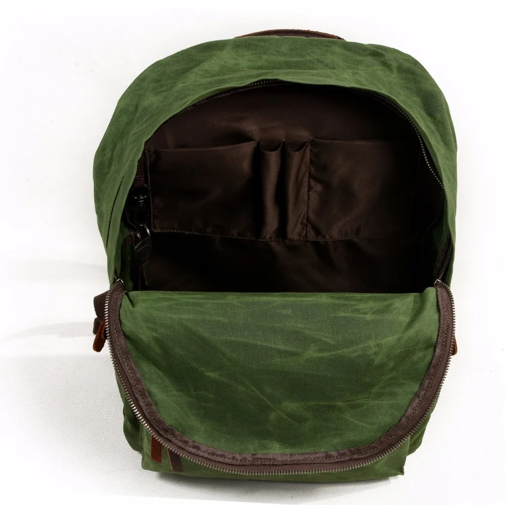 

Oil Wax Canvas Backpacks for Women and Men, Classic Vintage Leather Bookbags School Bag College Travel Green Backpack