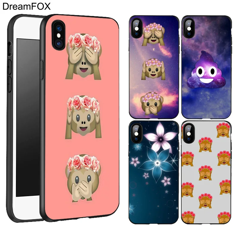 DREAMFOX L210 обезьяна смайлики Черный Мягкий ТПУ силиконовый чехол для Apple iPhone 11 Pro XR XS