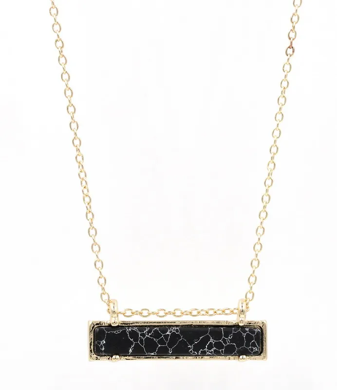 Black marble Бар стиль квадратные геометрические смолы друзы из синего мраморного камня вставки колье ожерелье подвески - Окраска металла: Black marble