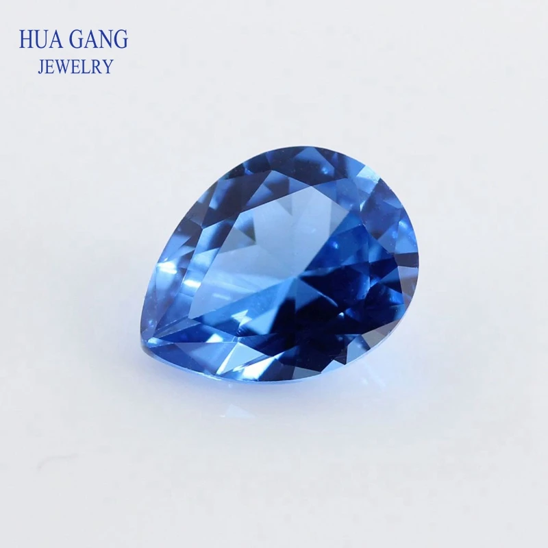 

119# Size 2x3~12x16mm Pear Shape Stone Brilliant Cut Synthetic Spinel Blue Stones For Jewelry Making Free Shipping
