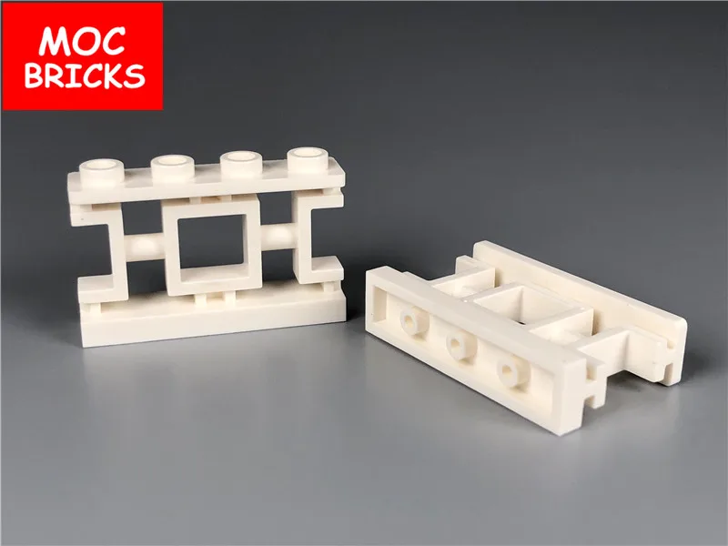 10 шт./лот MOC кирпичи забор 1x4x2 декоративная азиатская решетка с 4 гвоздиками
