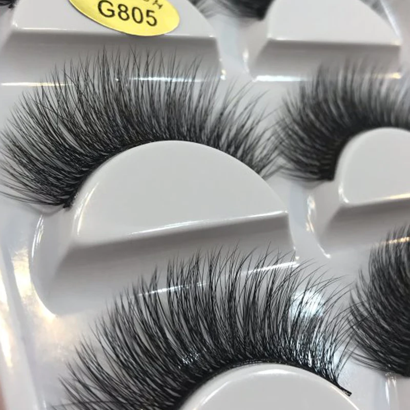 5 Pairs 3D Eyelashes Makeup False Handmade Wispy Fluffy Natural Long Faux Eye Lashes Mink Cilios Maquiagem Make up | Красота и