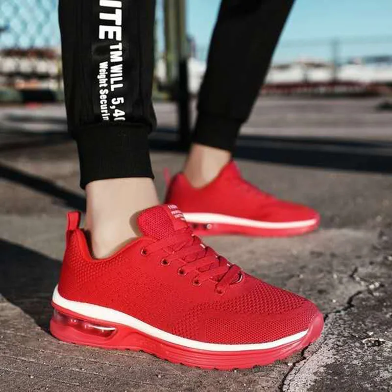 Air Cushion Sports Shoes Unisex Fashion Running Lovers Comfortable Breathable Mesh Flying Woven | Обувь