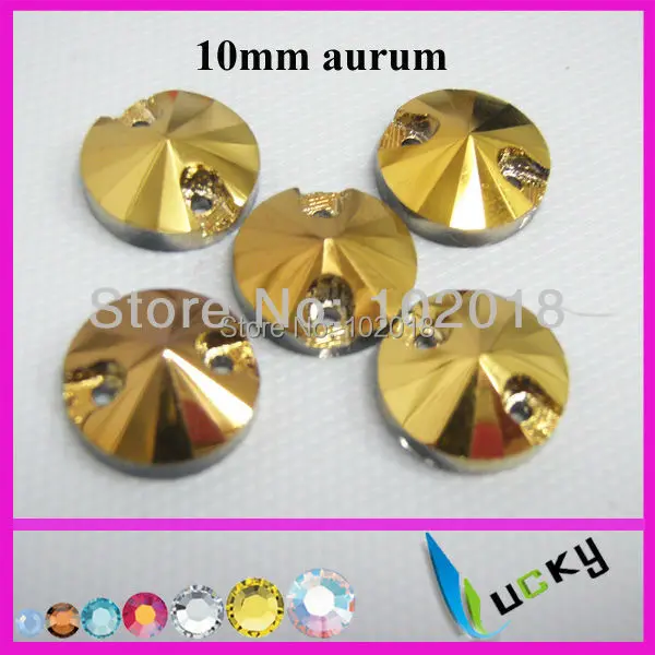 Бесплатная сверкающий цвет Aurum 10 мм круглый пришивной кристальный блеск форма