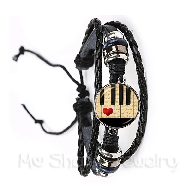 2018 Новое красное сердце пианино фото кожаный браслет для мужчин женщин Lover Music 20