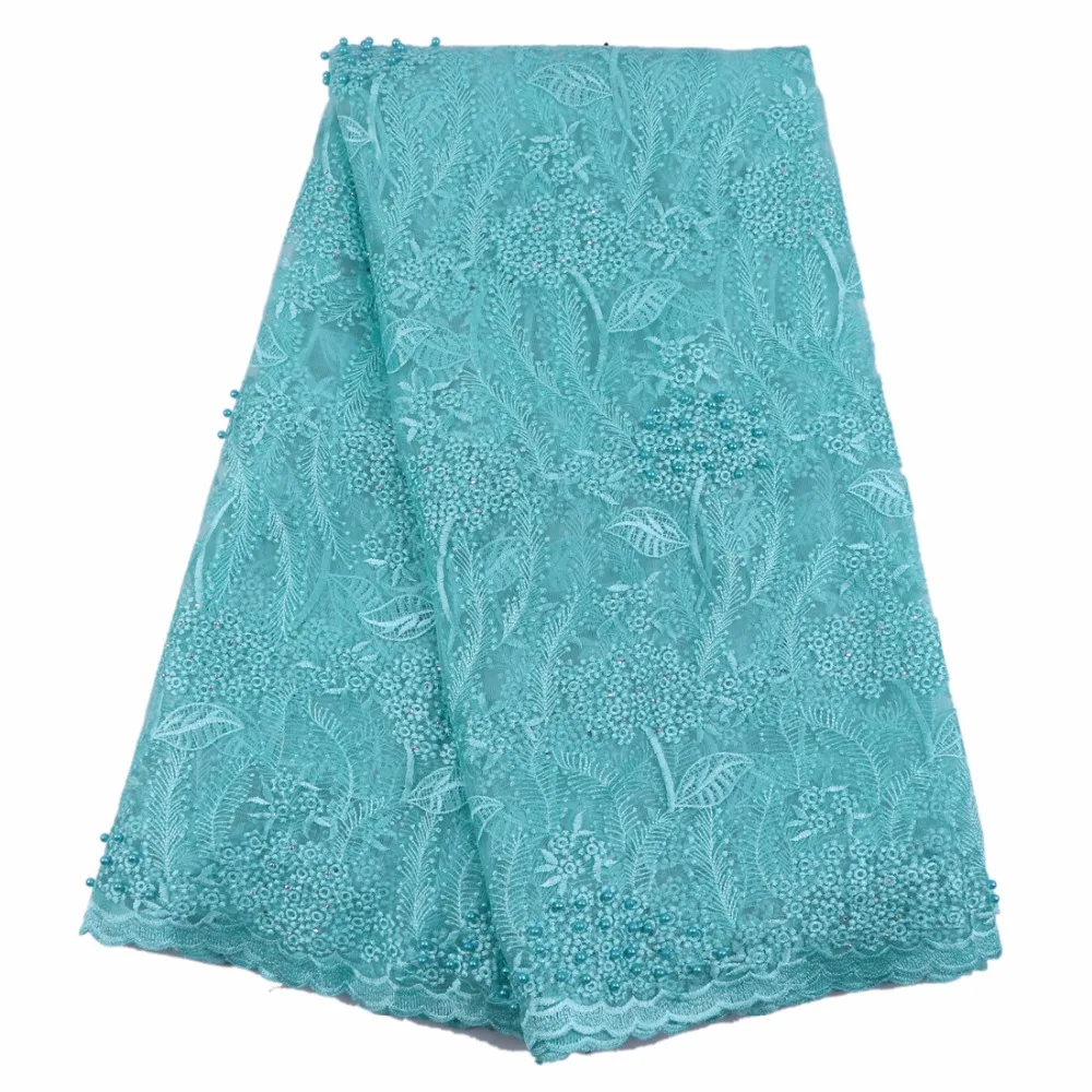 Последние африканские Кружево 2017 вышитые Дизайн французского фатина с Бусины в