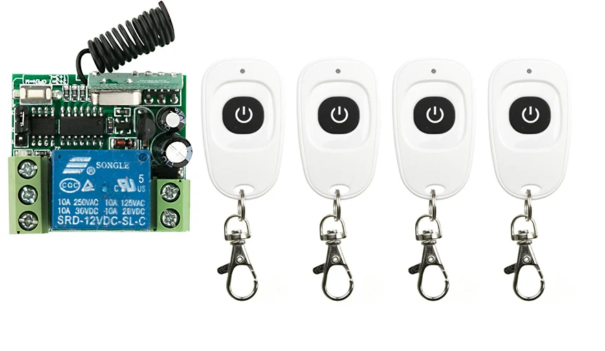 12 В постоянного тока 1 канал 10 А беспроводная лампа-приемник и 4 * Одна кнопка