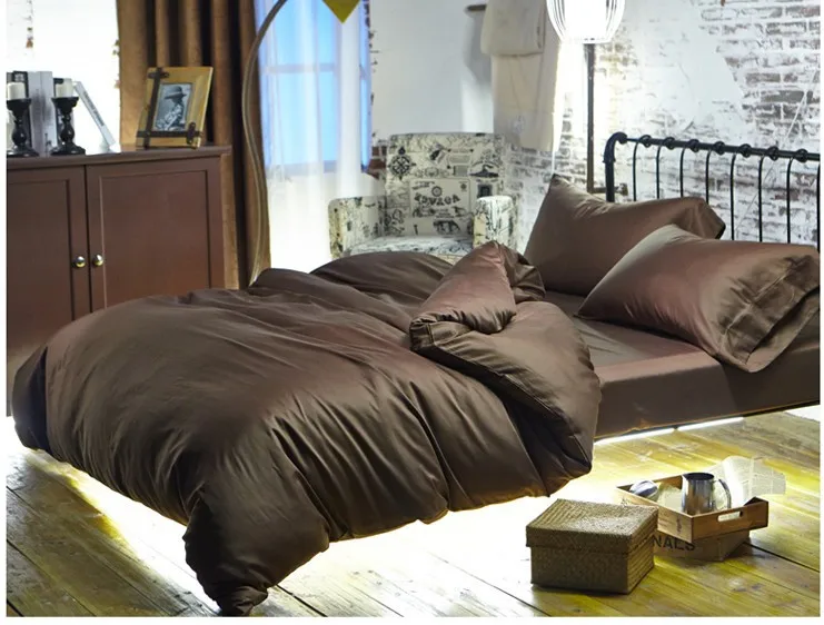 Роскошный коричневый 100% Египетский хлопок наборы постельного белья простыни